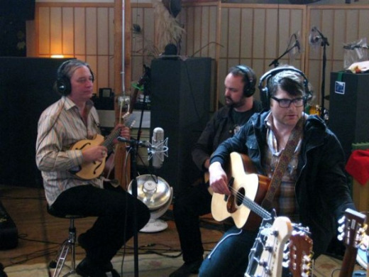 Photos: R.E.M.’s Peter Buck in the studio with Colin Meloy and The Decemberists