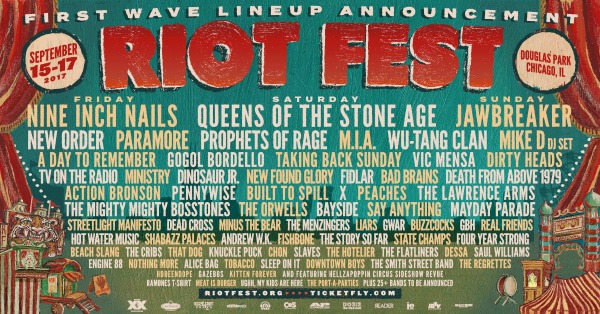 New Order, Nine Inch Nails, Jawbreaker, X, Ministry and more playing Chicago’s Riot Fest