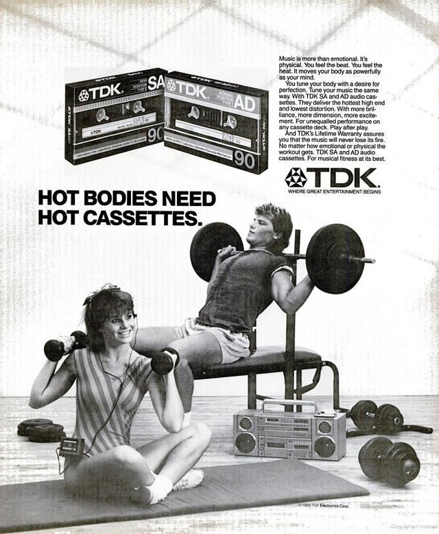 "Hot bodies need hot cassettes." Ad for TDK tapes in the January 1986 issue of @spinmag 

#cassette #cassettetape #tapes #tdk #hometapingiskillingmusic