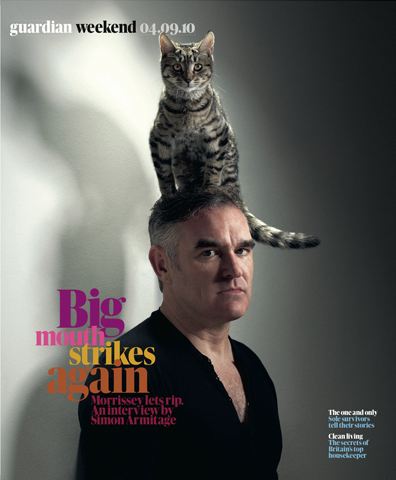 Morrissey wears a cat on his head, says ‘the Chinese are a subspecies’ in the Guardian