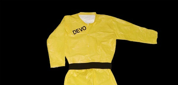 Dress up like Devo for Halloween with official yellow jumpsuits and energy domes
